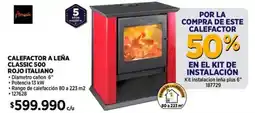 Construmart Calefactor a leña classic 500 rojo italiano oferta