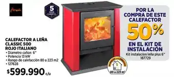 Construmart Calefactor a leña classic 500 rojo italiano oferta