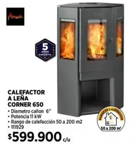 Construmart Calefactor a leña corner 650 oferta