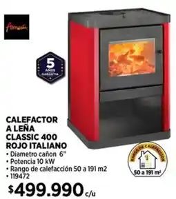 Construmart Calefactor a leña classic 400 rojo italiano oferta