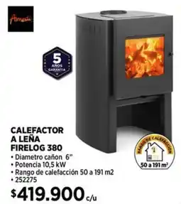 Construmart Calefactor a leña firelog 380 oferta