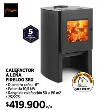 Construmart Calefactor a leña firelog 380 oferta