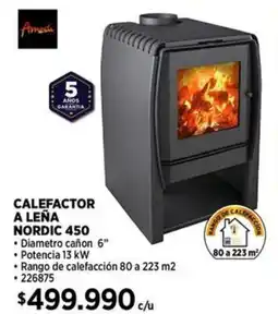 Construmart Calefactor a leña nordic 450 oferta