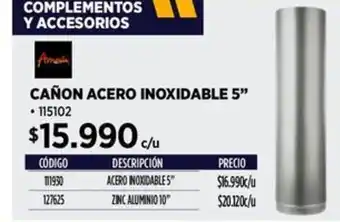 Construmart Cañon acero inoxidable 5” oferta