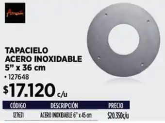 Construmart Tapacielo acero inoxidable 6" x 45 cm oferta