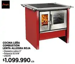 Construmart Cocina leña combustión lenta allegra roja oferta