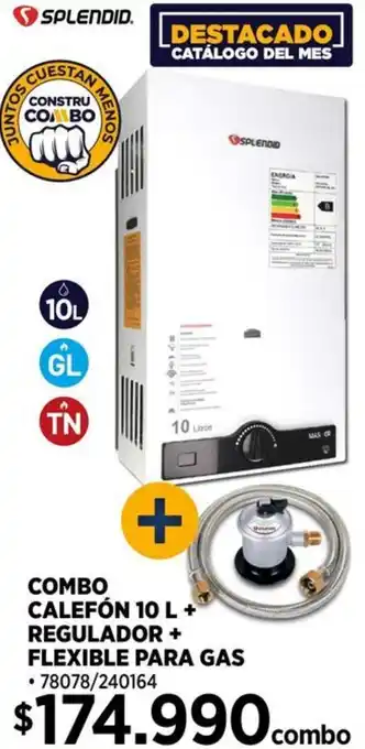 Construmart Combo calefón + regulador + flexible para gas oferta