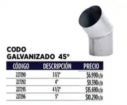 Construmart Codo galvanizado 45° oferta