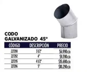 Construmart Codo galvanizado 45° oferta