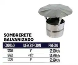 Construmart Sombrerete galvanizado oferta