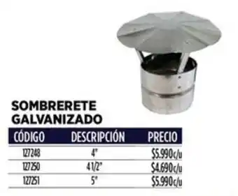 Construmart Sombrerete galvanizado oferta