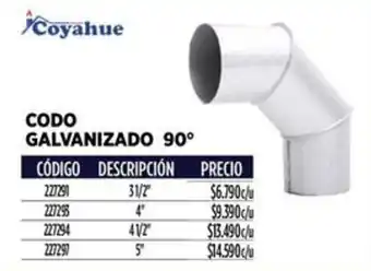 Construmart Coyahue codo galvanizado 90° oferta