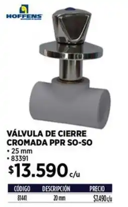 Construmart Hoffens válvula de cierre cromada ppr so-so oferta