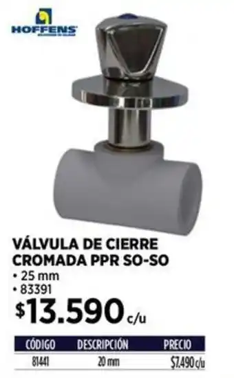 Construmart Hoffens válvula de cierre cromada ppr so-so oferta