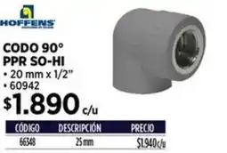Construmart Hoffens codo 90° ppr so-hi oferta