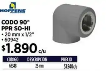 Construmart Hoffens codo 90° ppr so-hi oferta