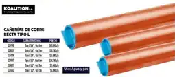 Construmart Koalition cañerías de cobre recta tipo L oferta