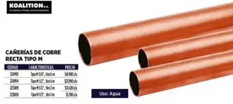 Construmart Koalition cañerías de cobre recta tipo M oferta