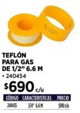 Construmart Teflón para gas oferta
