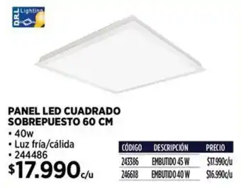Construmart Panel led cuadrado sobrepuesto oferta