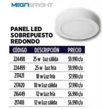 Construmart Megabright panel led sobrepuesto redondo oferta