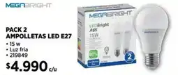 Construmart Megabright pack 2 ampolletas led e27 oferta