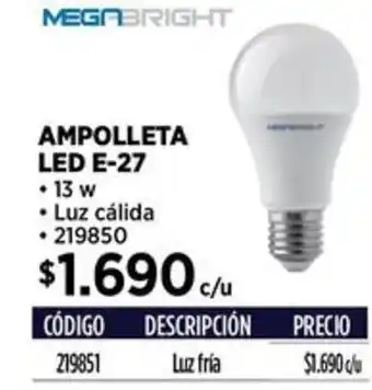 Construmart Megabright ampolleta led e-27 oferta