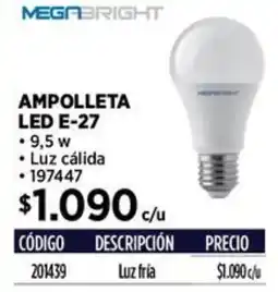 Construmart Megabright ampolleta led e-27 oferta