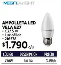 Construmart Megabright ampolleta led vela e27 oferta