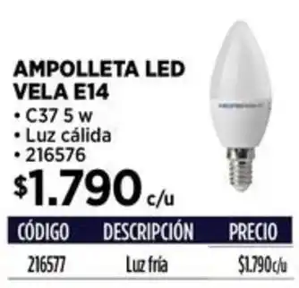 Construmart Ampolleta led vela e14 oferta