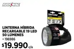 Construmart Rayovac linterna híbrida recargable 19 led 50 lumenes oferta