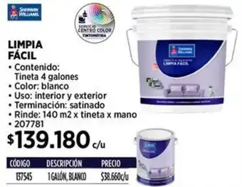 Construmart Sherwin williams limpia fácil oferta