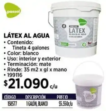 Construmart Passol látex al agua oferta