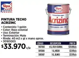 Construmart Sipa pintura techo acrizinc oferta