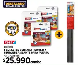 Construmart Tesa combo 3 burletes ventana perfil d + 1 burlete aislante para puerta oferta