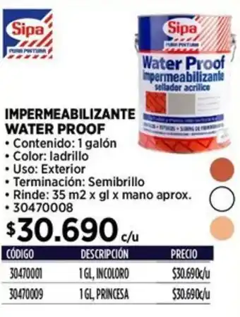 Construmart Sipa impermeabilizante water proof oferta
