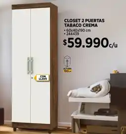 Construmart Closet 2 puertas tabaco crema oferta