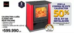 Construmart Calefactor a leña classic 500 rojo italiano oferta