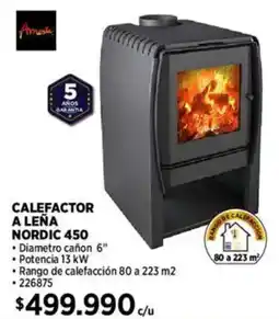 Construmart Calefactor a leña nordic 450 oferta