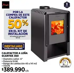 Construmart Calefactor a leña scantek 360 oferta