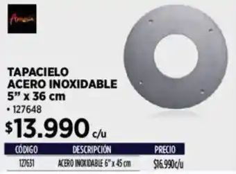 Construmart Tapacielo acero inoxidable oferta