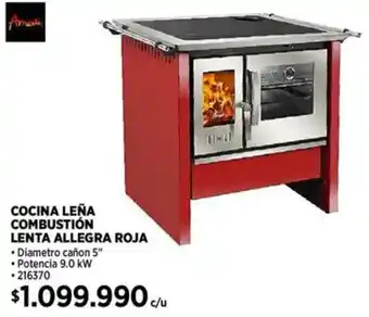 Construmart Cocina leña combustión lenta allegra roja oferta