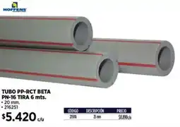 Construmart Hoffens Tubo PP-RCT Beta PN-16 TIRA oferta
