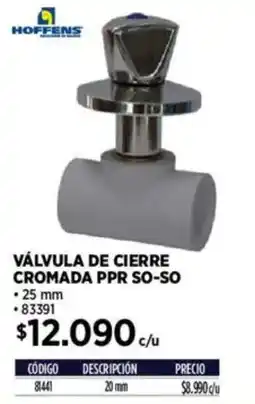 Construmart Hoffens válvula de cierre cromada ppr so-so oferta