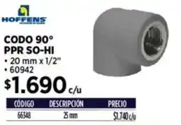 Construmart Hoffens codo 90° ppr so-hi oferta
