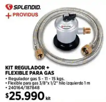 Construmart Splendid. +providus kit regulador + flexible para gas oferta