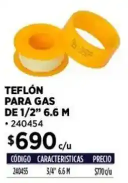 Construmart Teflon para gas de oferta