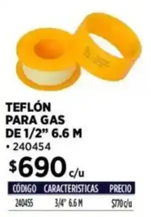Construmart Teflon para gas de oferta