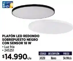 Construmart Plafón led redondo sobrepuesto negro con sensor oferta