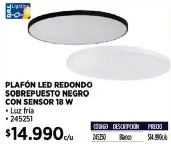 Construmart Plafón led redondo sobrepuesto negro con sensor oferta